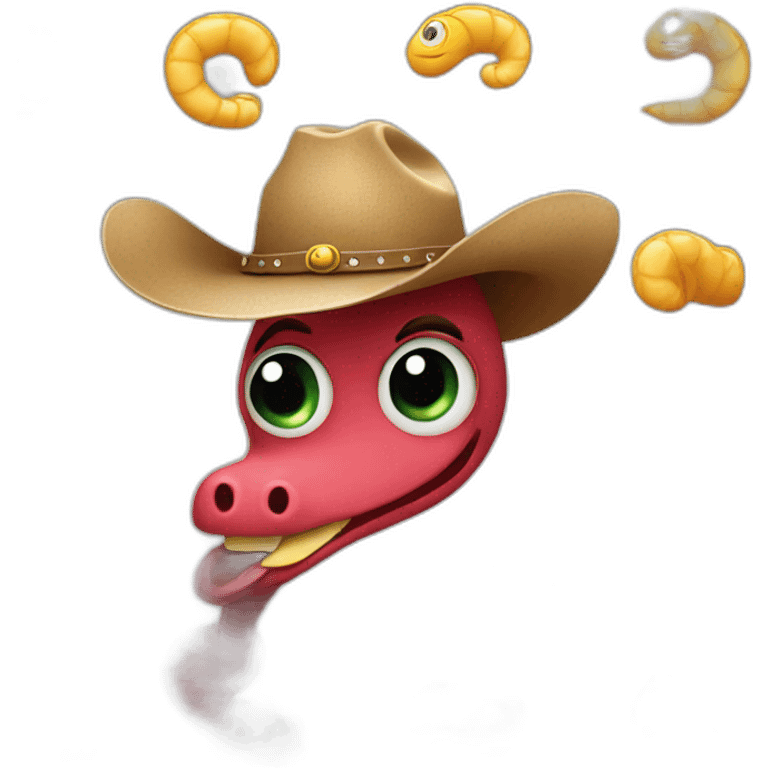 stella the worm wearing a cowboy hat emoji