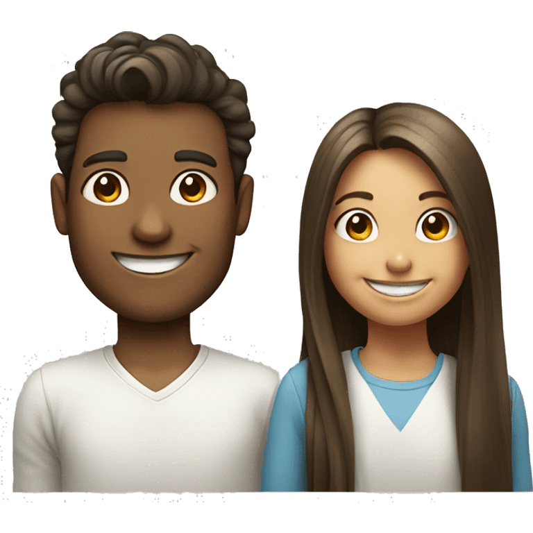 smiling girl with long hair , up and boy portrait emoji