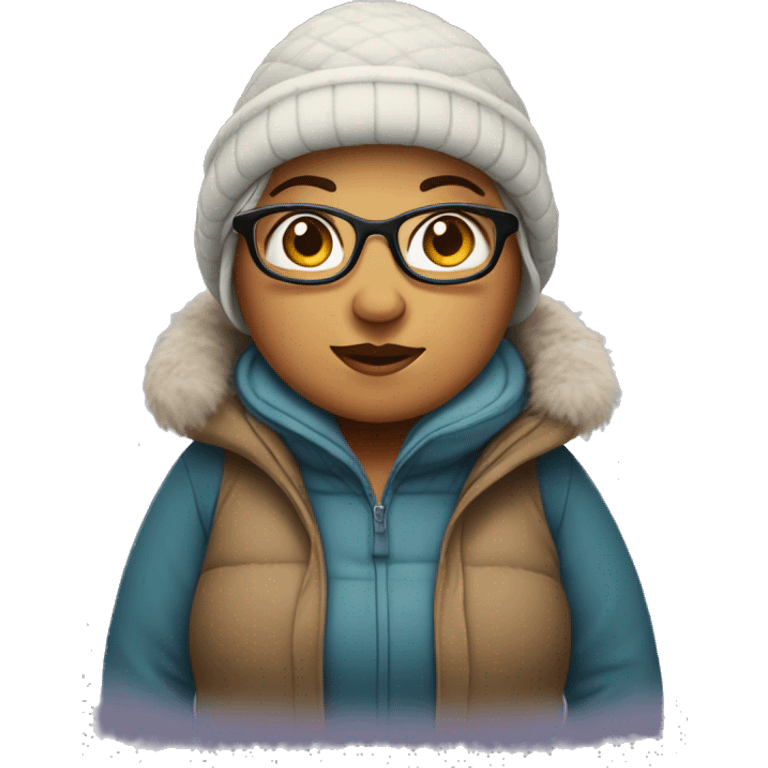 Chubby woman in winter attire emoji