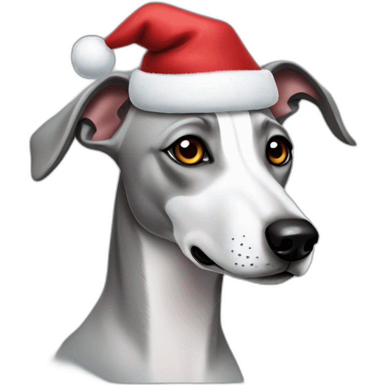 Grey Whippet santa emoji