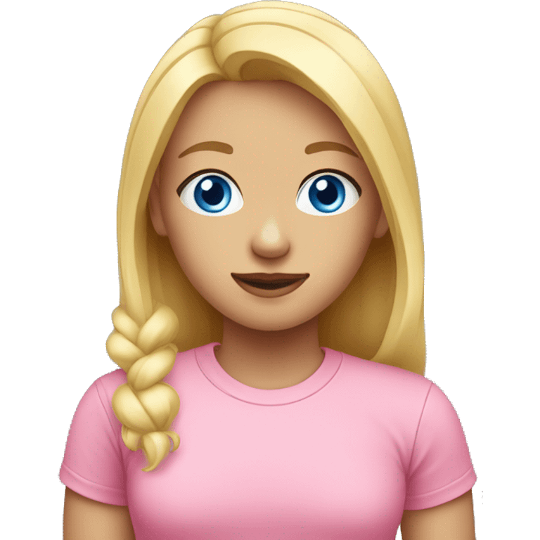 girl with blond hair and blue eyes wearing pink t-shirt emoji