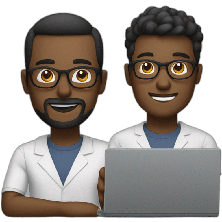 two tech guys with specs working on a laptop emoji