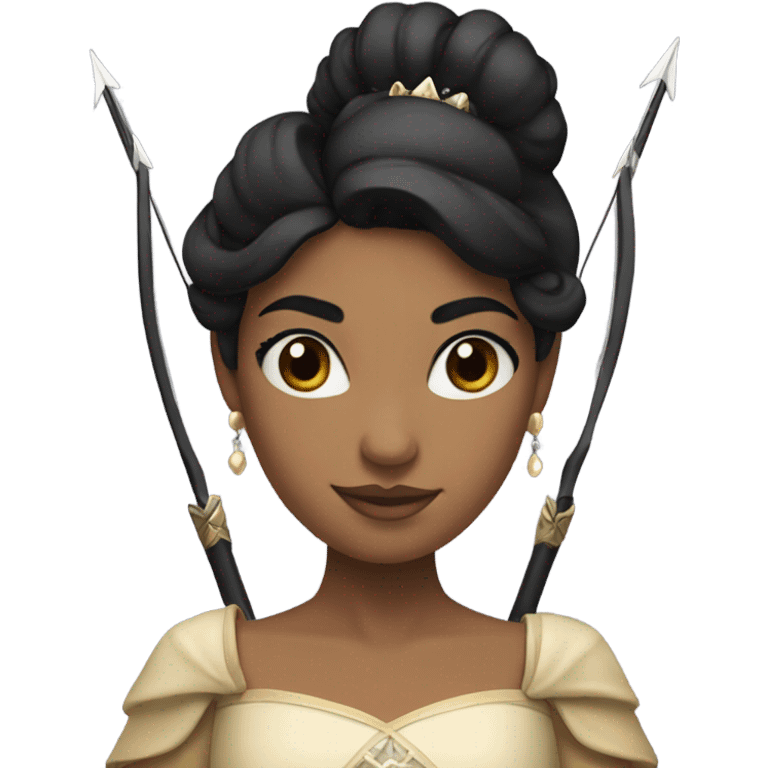 Supercell the tower princess black hair with bow and 3 arrows emoji