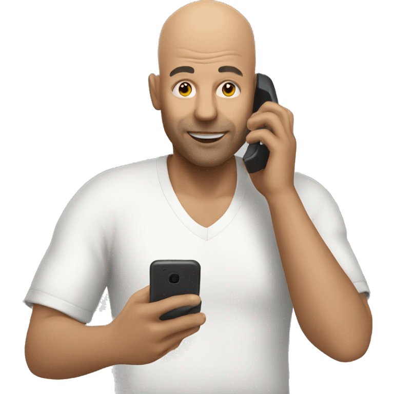 Bald man playing on phone emoji