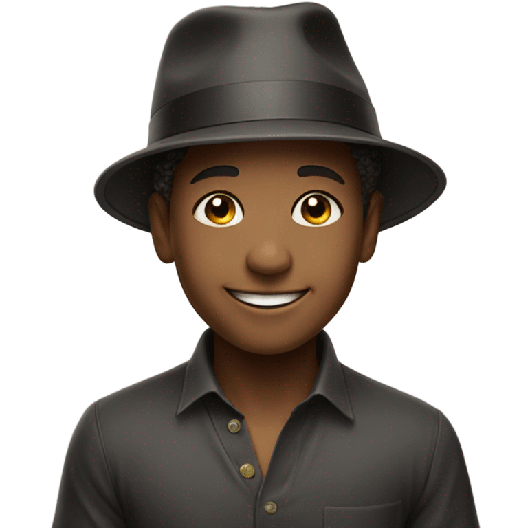 smiling boy in hat celebrating New Year emoji