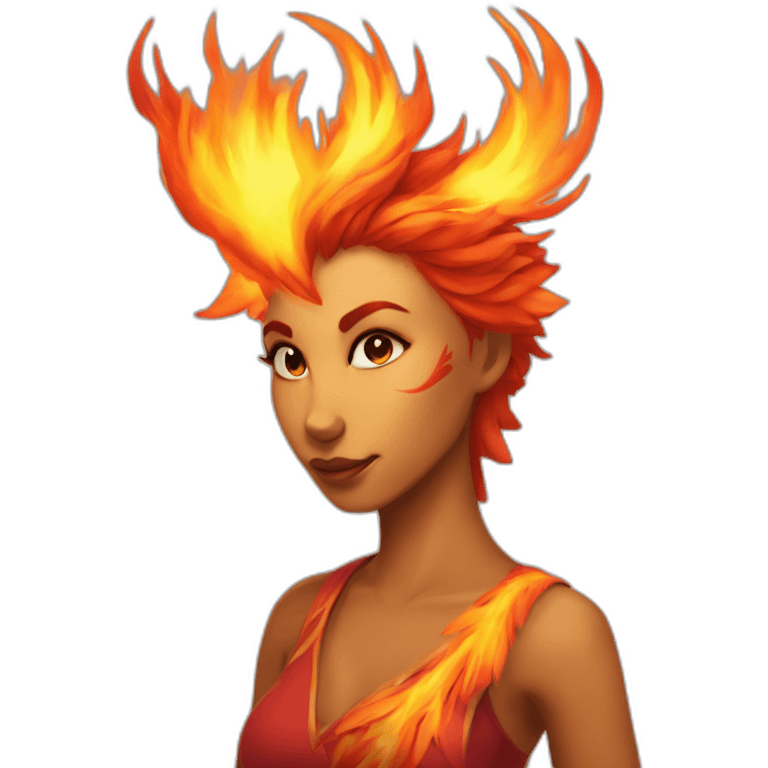 Female anthro flaming phoenix emoji