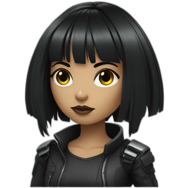 cyberpunk girl with bangs and black hair emoji