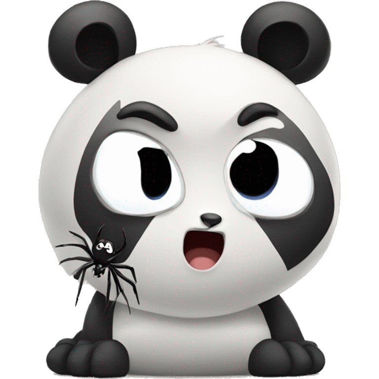 Panda is afraid of spider  emoji