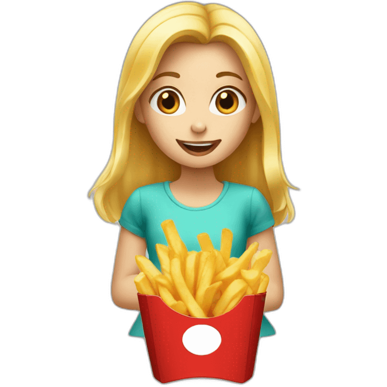 blond girl eating fries emoji