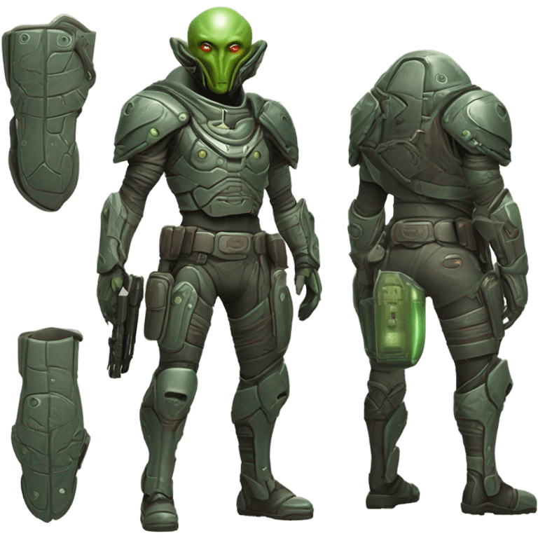 Martian Alien mercenary, front and back emoji