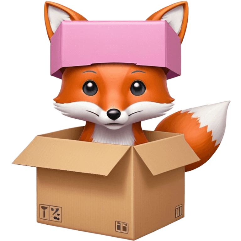 Fox that’s pink and has a box over his head  emoji