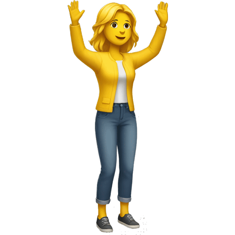 Yellow Woman (full body) (hands raised) emoji