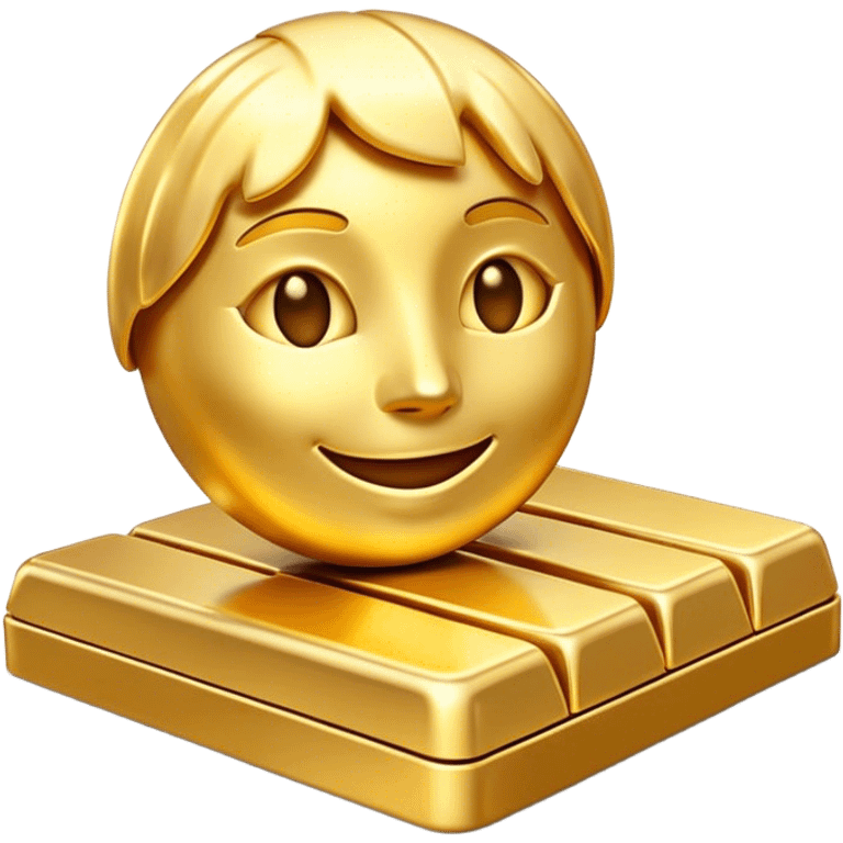 Cinematic Realistic Gold Emoji, Radiant and brilliant, with smooth, polished golden bars reflecting the light in stunning highlights. The soft, warm glow of the metal exudes luxury and elegance, catching every glimmer in the surrounding environment. Soft glowing outline, capturing the essence of wealth and timeless beauty in gleaming gold! emoji