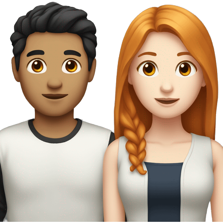 White female with ginger hair and korean male with black hair  emoji