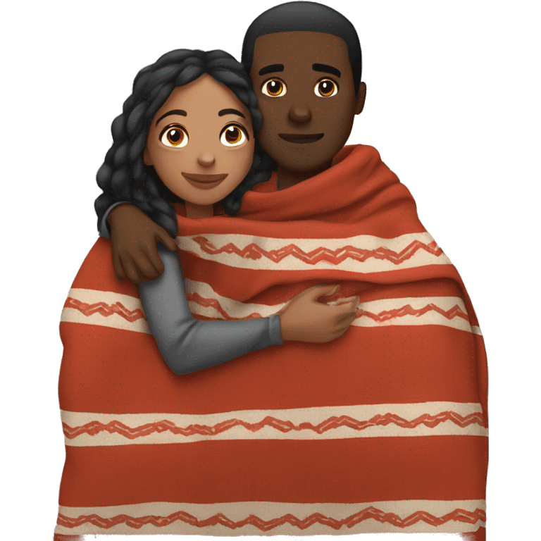 couple (black girl, marrocan guy) cuddling in a blanket emoji