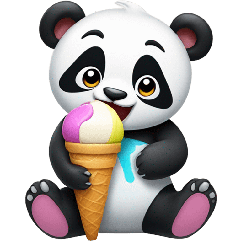 Panda eating ice cream emoji