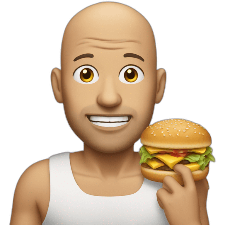 bald man eating junk food emoji