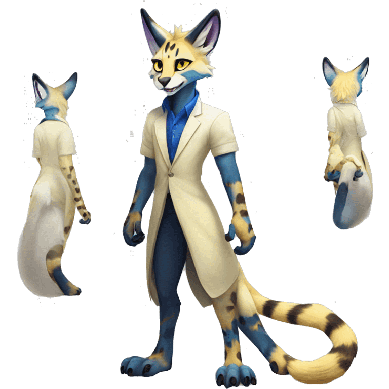 Anthro Epic Beautiful Handsome Pretty Colorful Sergal-Serval-Vernid full body emoji