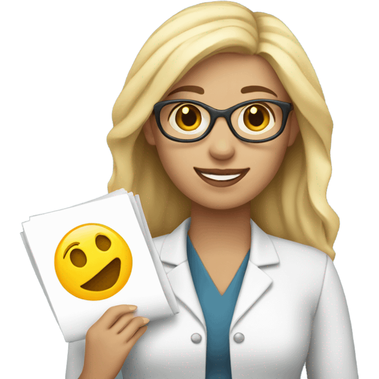 White woman holding a resume emoji