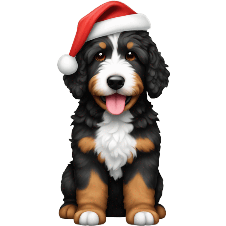 Bernedoodle with Santa hat emoji