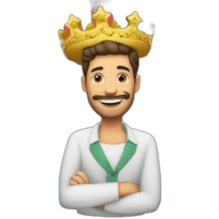 hombre feliz corona agarrando mucho dinero emoji