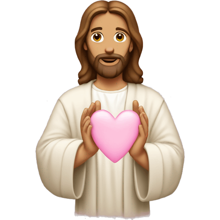 Jesus making light pink heart with hands emoji