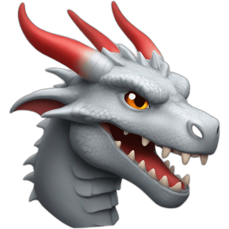 Grey dragon red horns white hair emoji