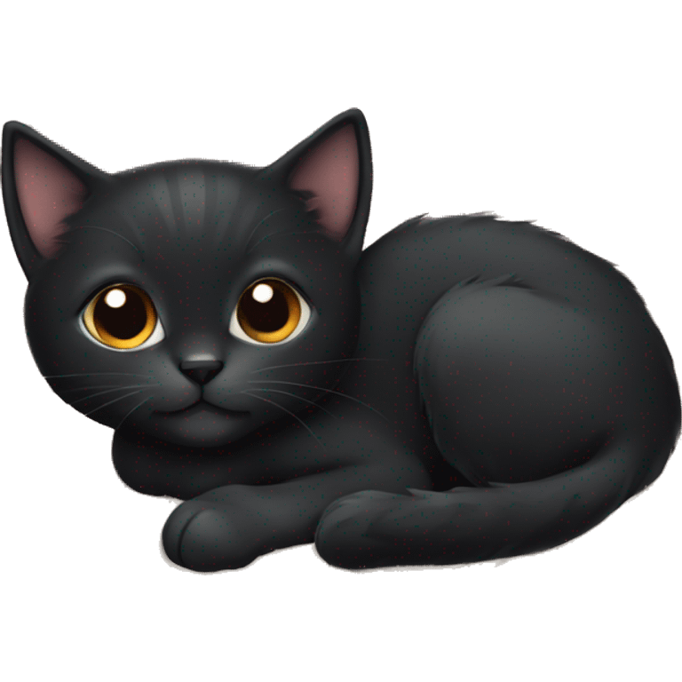 a black kitten laying on a blanket emoji