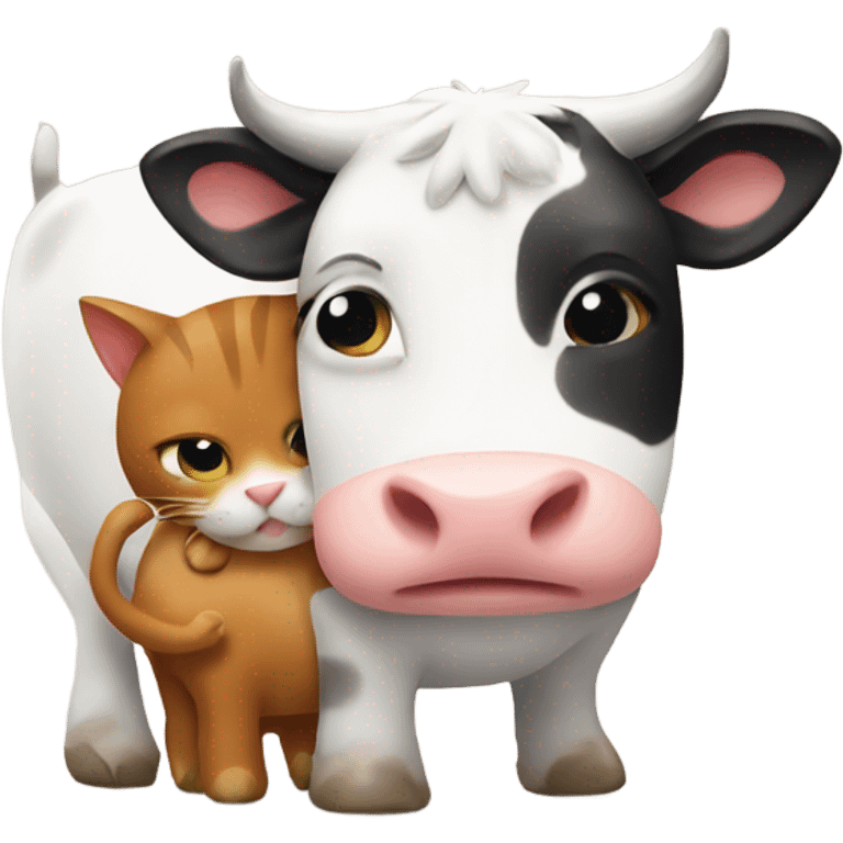 cat hugging a cow emoji