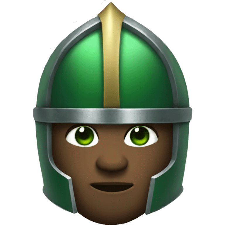 green helmet knight whit light eyes emoji