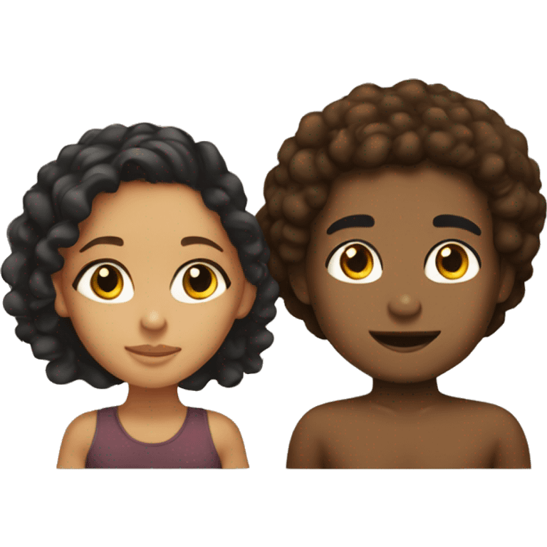 lightskin boy and brownskin girl in emoji