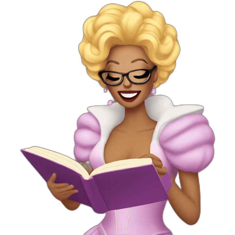 drag queen reading a book emoji