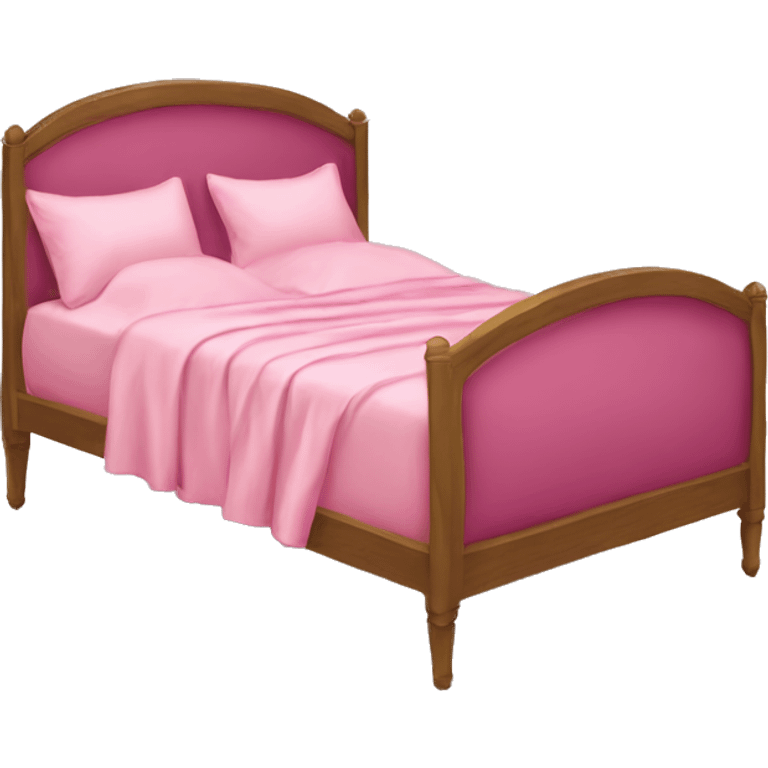 Bed with pink silk sheets and pillows emoji