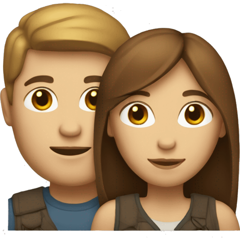 a pair of people, white, man of medium build, woman thin, both have brown hair. emoji