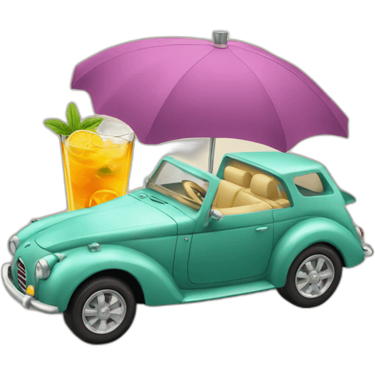 car inside a cocktail emoji