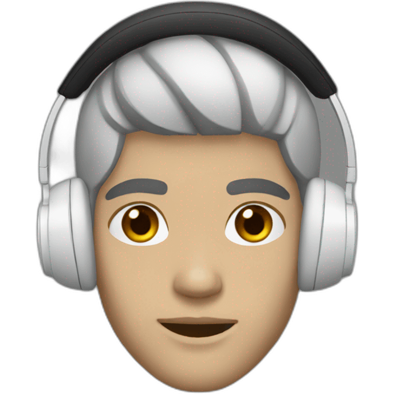 young white guy black hair headphones emoji