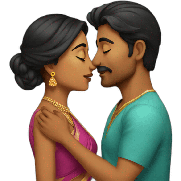 Indian couple kissing  emoji