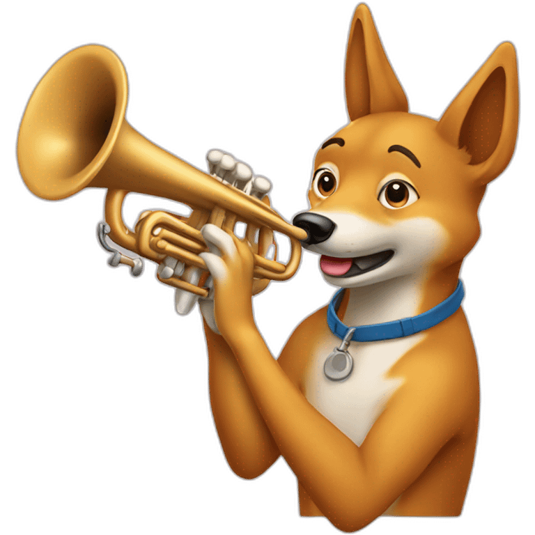 Dingo playing trumpet emoji