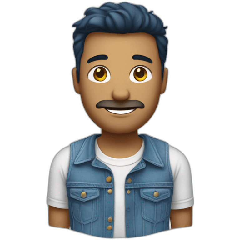 Un homme tres grand avec un jeans et un t-shirt bleu emoji