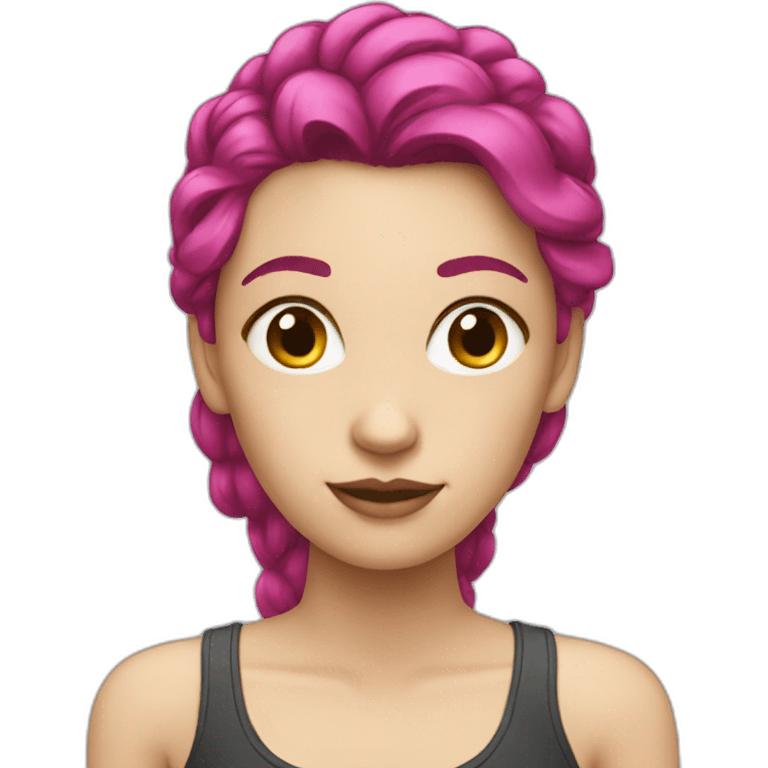 White girl with a magenta hair emoji