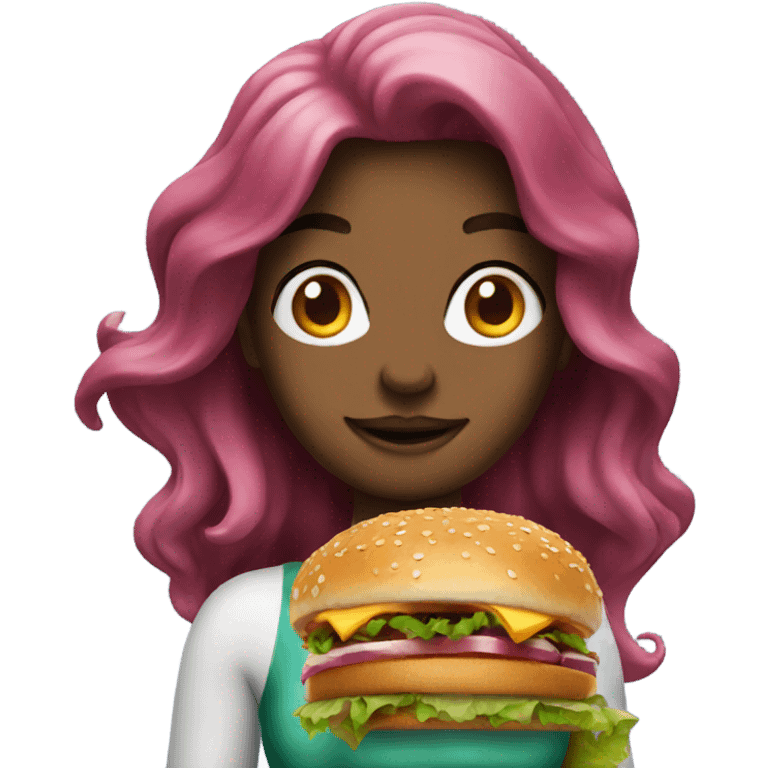 mermaid with a burger emoji