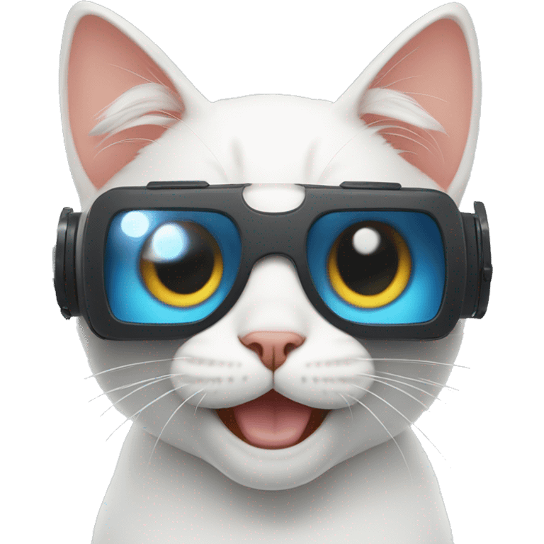 Happy cat wearing VR  emoji