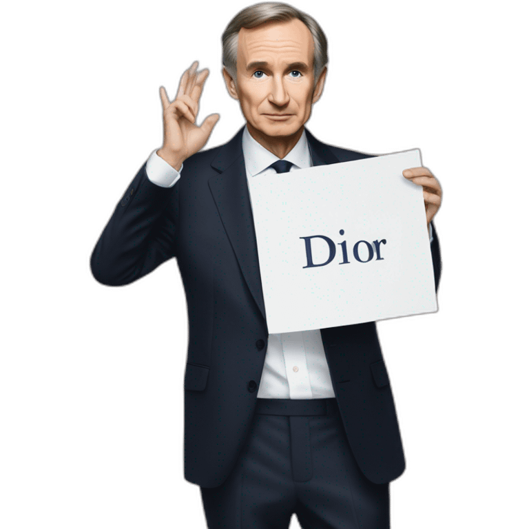 Bernard Arnault holding Dior sign above himself emoji