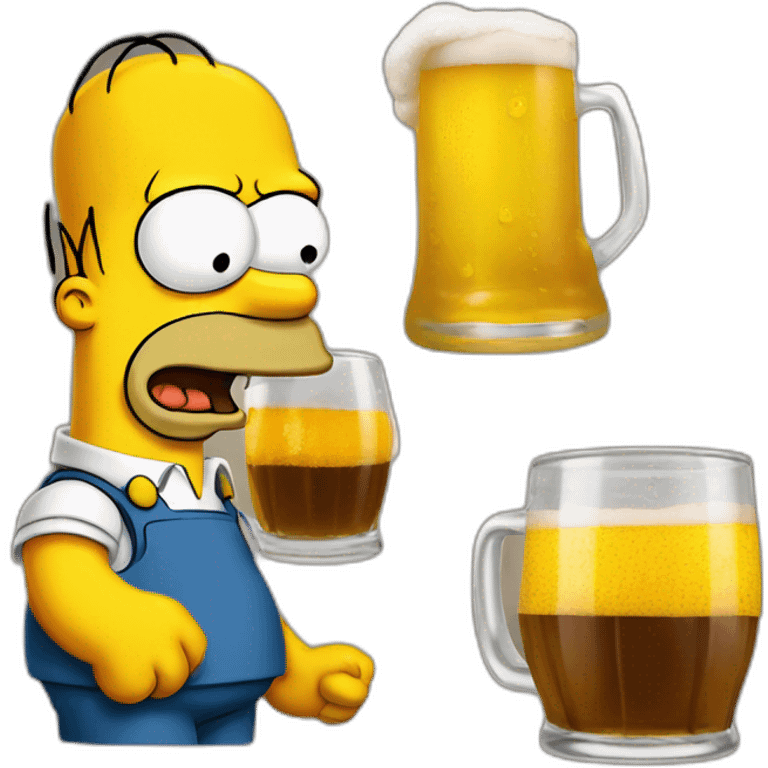 Homer Simpson bois une bière emoji