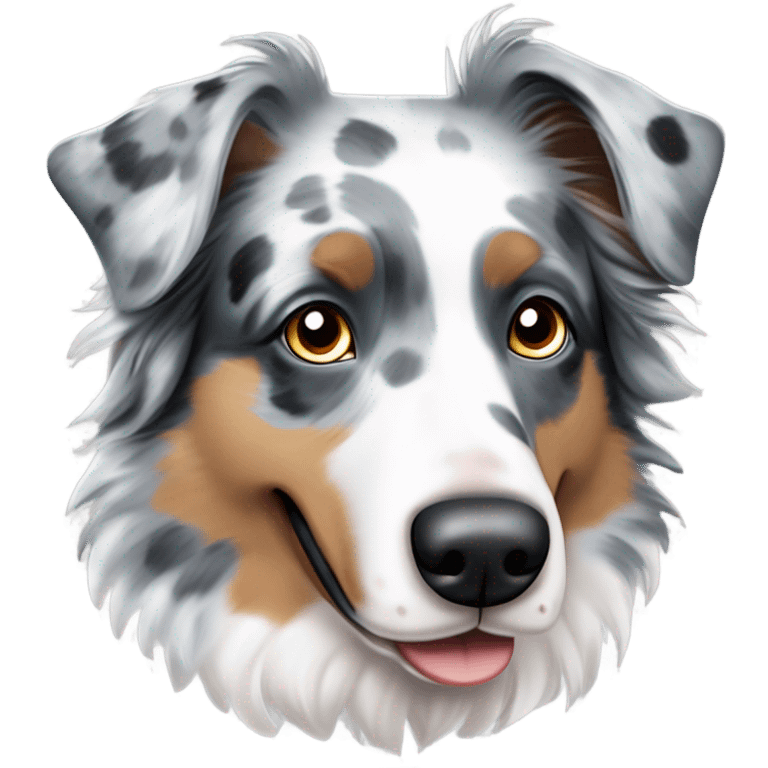 Blue Merle Australian shepherd with one blue eye and one brown eye emoji