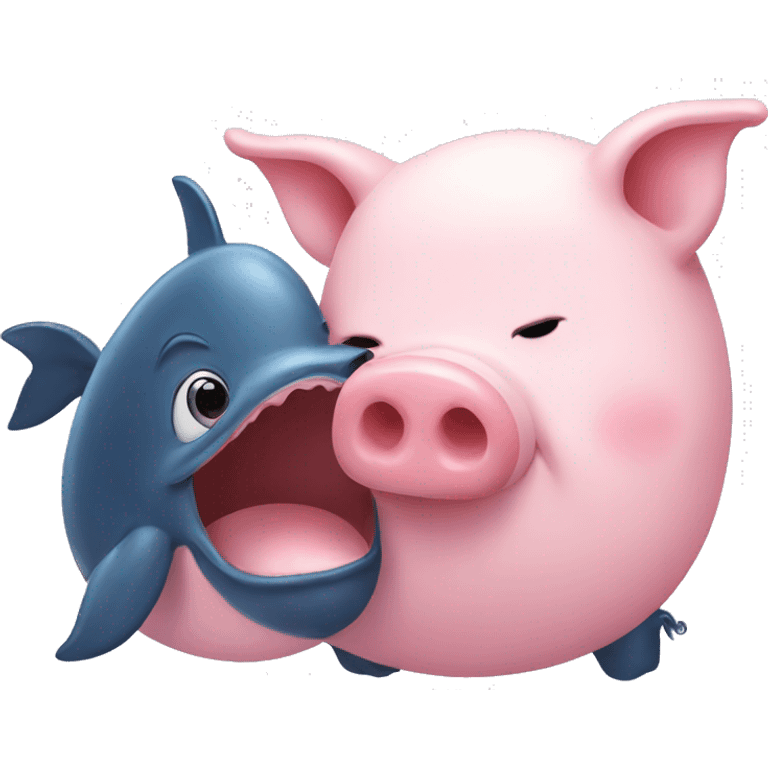 Pig kissing  a whale  emoji