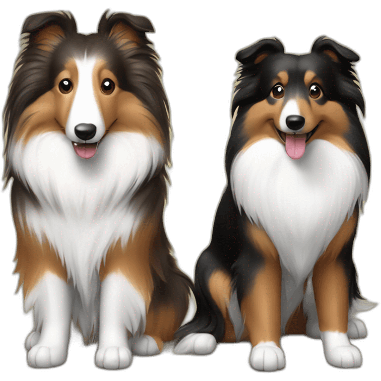 sable sheltie and bi-black sheltie are friends emoji