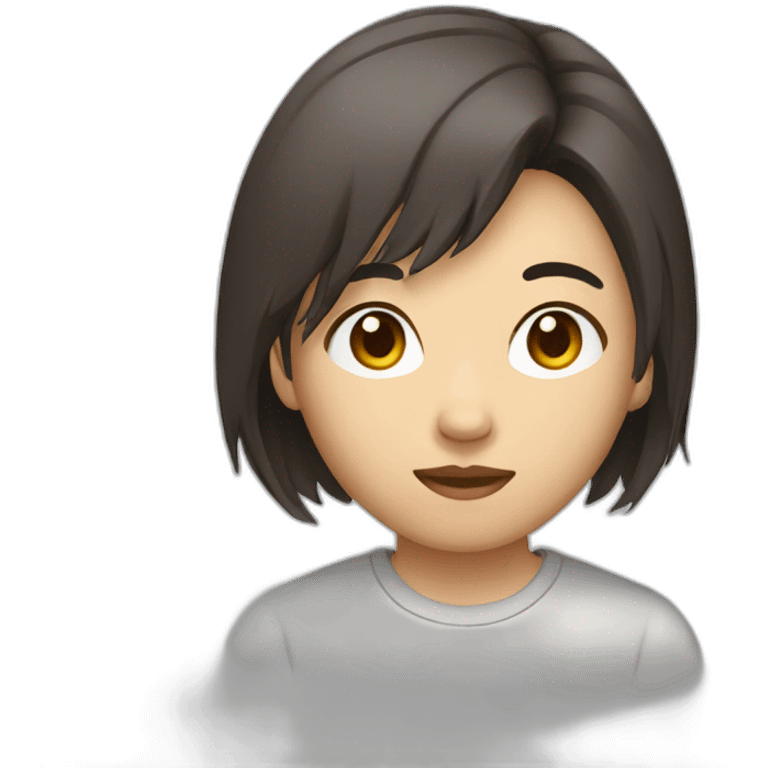 asian teen with wolfcut dark brown hair emoji