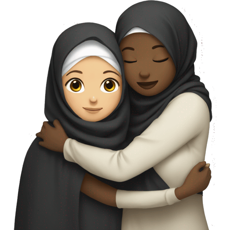 Black Hijabi hugging hijabi no faces emoji