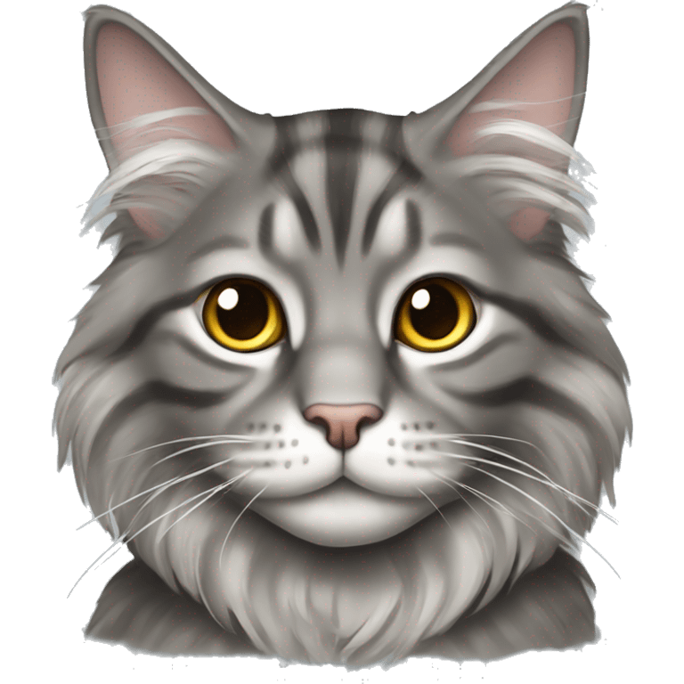 Grey tabby Maine coon cat emoji